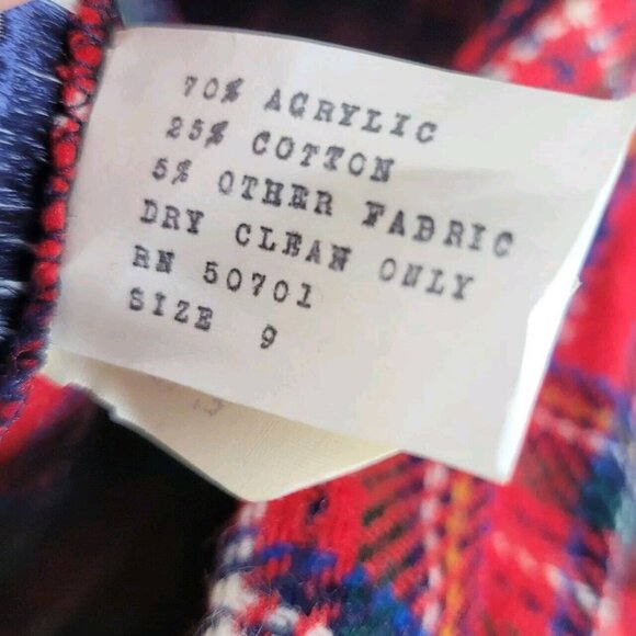 Vintage Pleated Tartan Plaid Wrap Skirt Size 6/8 26" Fringe Midi Long Red Long - Picture 7 of 7